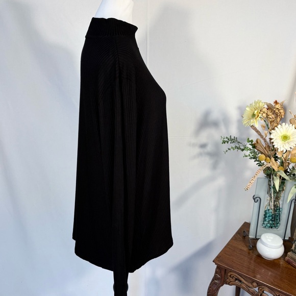 NWT Rachel Zoe Black Ribbed Mock Neck Lightweight Long Sleeve Top Sz 2X 💚 - Picture 5 of 10